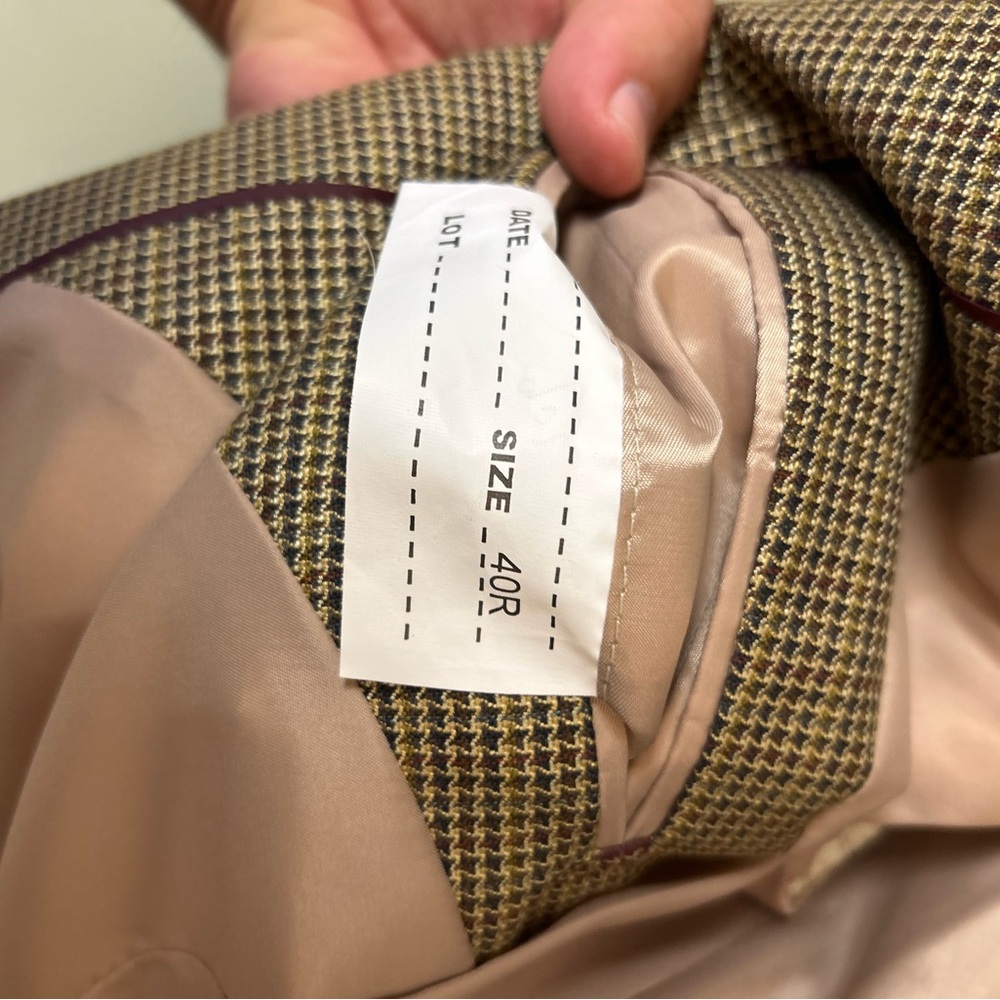 Men's Tan Checkered Blazer - Picture 3 of 5